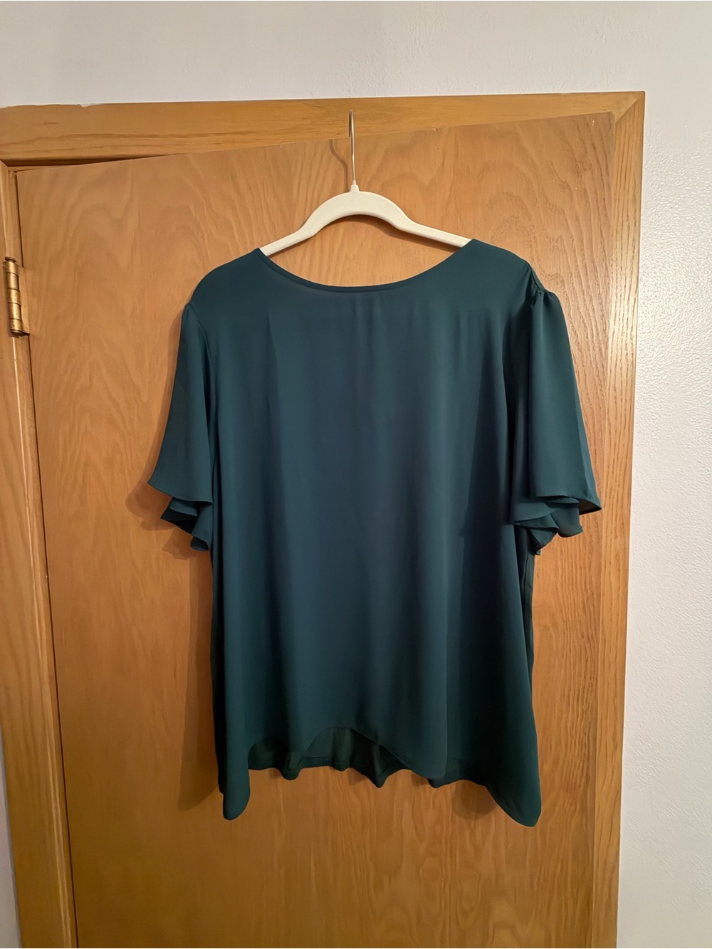 LOFT Teal Flutter Sleeve Blouse